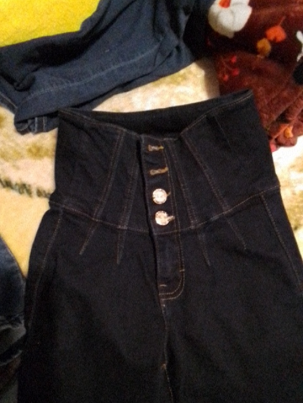 Columbia High-Rise Dark Blue Jeans with Button Fly
